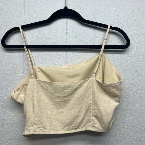 Forever21 Linen Blend Coquette Chic Beach Coastal Feminine Womens Crop Top Large - Picture 2 of 7